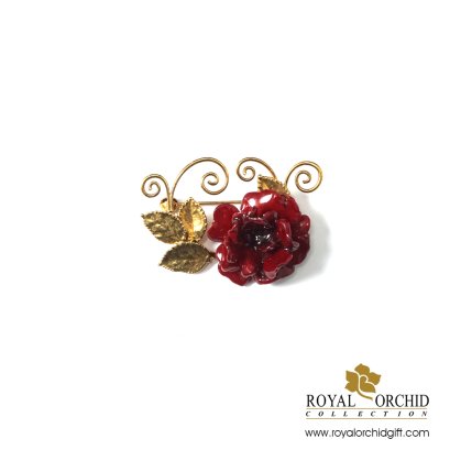 เข็มกลัดดอกกุหลาบ เคลือบเรซิ่นและทอง Summer Rose