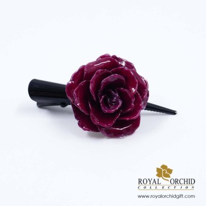 กิ๊บติดผมดอกกุหลาบสีเบอร์กันดี(Burgundy)