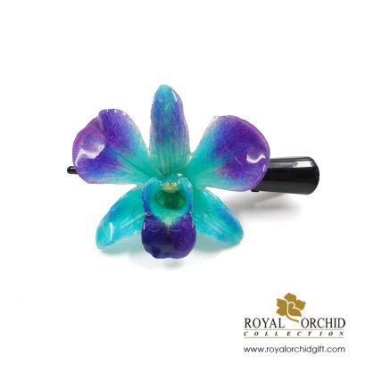 กิ๊บติดผมดอกกล้วยไม้หวายเดนโดรเบียม Dendrobium Orchid (Purple-Teal)