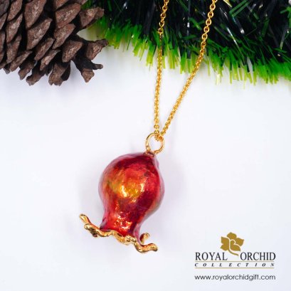จี้ผลทับทิม Pomegranate ชุบทองแดงทาสี