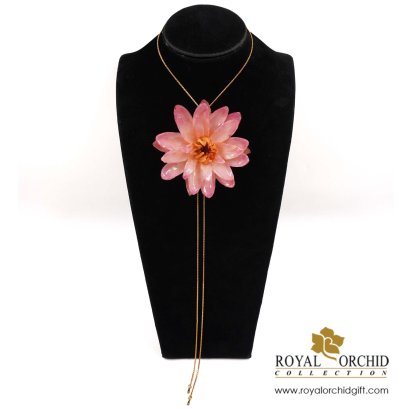 สร้อยคอดอกบัวปรับสายระดับได้ /Real Lotus on Adjustable Necklace