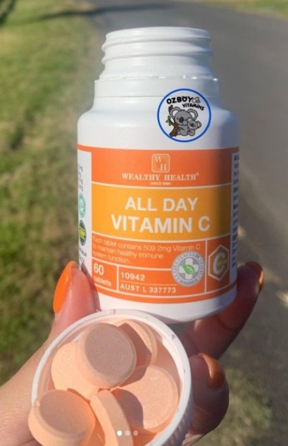 Wealthy Health All Day Vitamin C 500 mg.