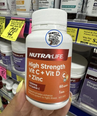 Nutra-Life High Strength Vitamin C + Vitamin D + Zinc 60 Tablets