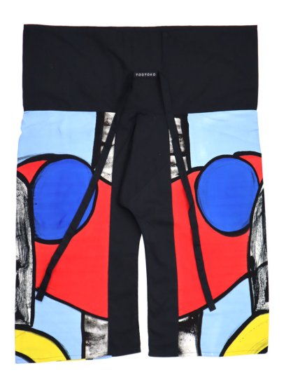 กางเกงเลสีฟ้า : ลายวงกลมสีน้ำเงินกับภาพวาดแอปสแตรคหลากสีสัน