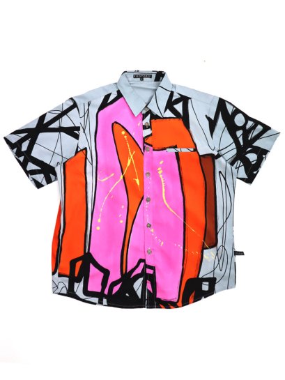 Grey Casual shirts : Red and Pink Abstract Art