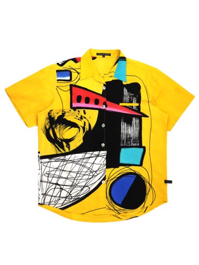 Yellow Casual shirts : Multicolor Abstracts on Yellow Background