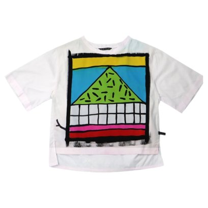 Woman Blouse - White : Triangle Abstract Art