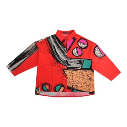 Women Long Sleeve Shirts - Red : Clash of Curves