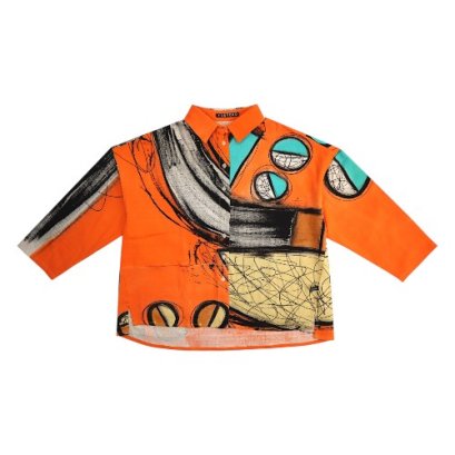 Women Long Sleeve Shirts - Orange : Clash of Curves