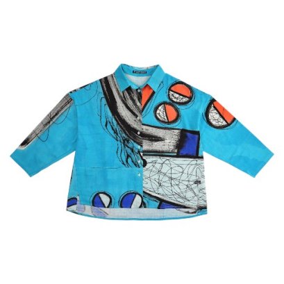 Women Long Sleeve Shirts - Blue : Clash of Curves