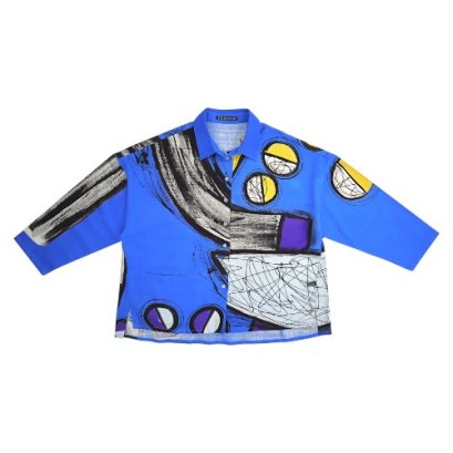 Women Long Sleeve Shirts - Blue : Clash of Curves