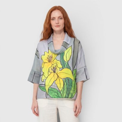 Woman Blouse Turtle Neck - Grey : The Golden Lily &amp; Misty Grey