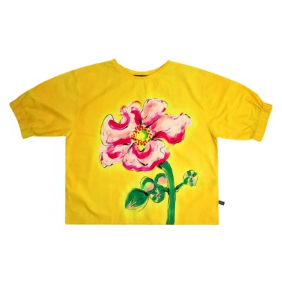 Woman Elastic Sleeve Blouse - Yellow : The Fuchsia Flash &amp; Sunny Yellow