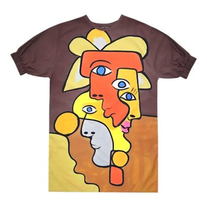 เดรสผู้หญิงทรงหลวมแขนยางยืด - สีน้ำตาล : ลายหลากหน้าภายใต้ตัวฉัน