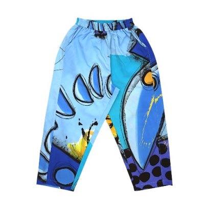 กางเกงทรงหลวมผู้หญิง - สีฟ้า : ลายละอองฟ้าแต้มจุด