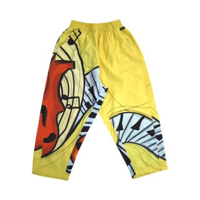 กางเกงทรงหลวมผู้หญิง - สีเหลือง : ลายคันชักแห่งความโรแมนติก