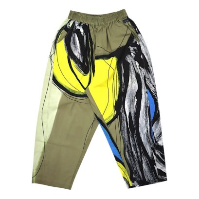 Women Cropped ankle pants - Green : Yellow Brush Olive