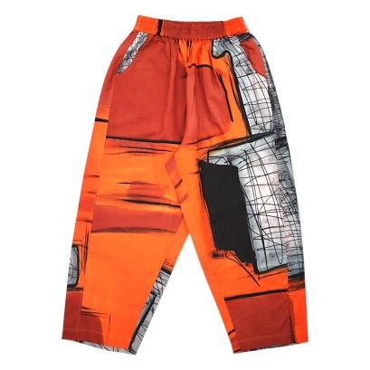 Women Cropped ankle pants - Orange : Scribbled Lines on Vermilion