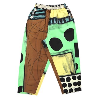 Women Cropped ankle pants - Green : Black Dots on Green &amp; Brown