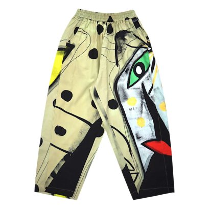 Women Cropped ankle pants - Cream : Cubism Structure on Beige