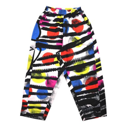 Women Cropped ankle pants - Multicolor : Colorful Dots under Black Stripes