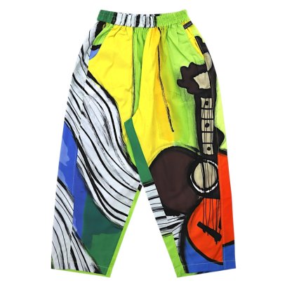 Women Cropped ankle pants - Multicolor : Abstract Guitar &amp; Monochrome Waves