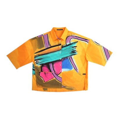 เสื้อเชิ้ตผู้หญิง - สีส้ม : ลายจังหวะแห่งสีสัน