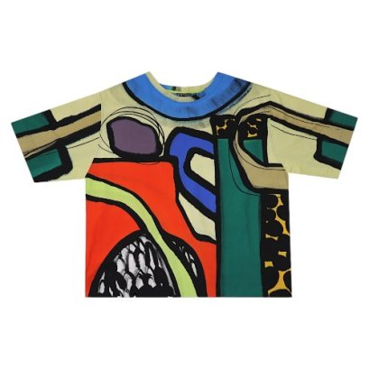 Over size t-shirt - Cream : Multicolor graphics