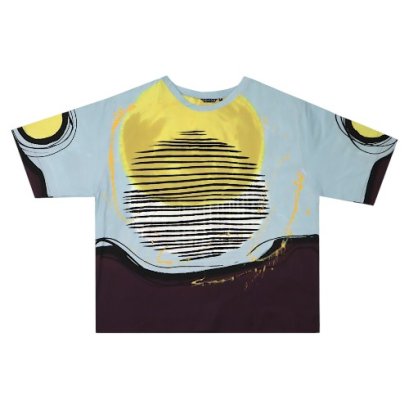 Over size t-shirt - Blue : Circle yellow and black background