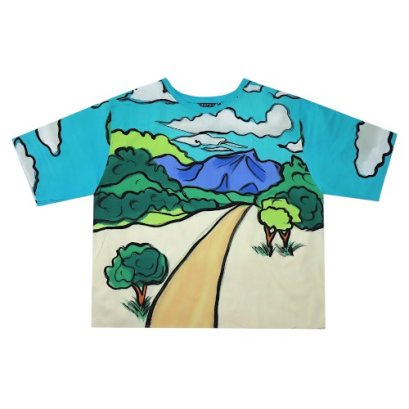 Over size t-shirt - Blue : Picturesque mountain scenery
