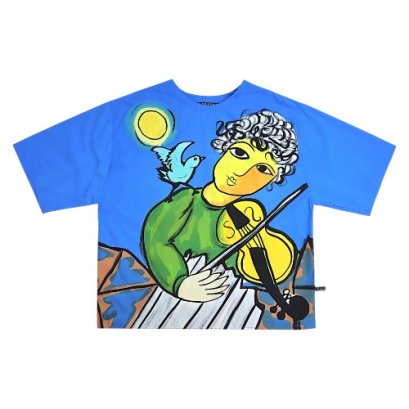Over size t-shirt - Blue : Violin of Freedom