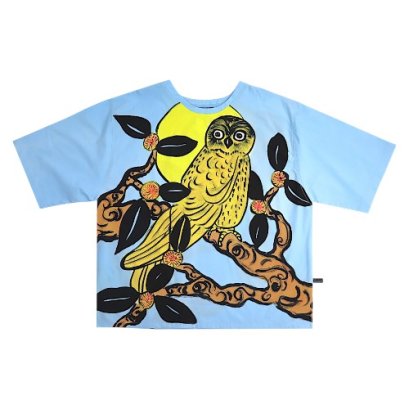 Over size t-shirt - Blue : Owl Under the Moon