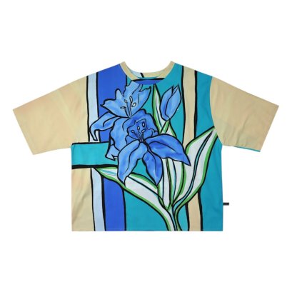 เสื้อตัวหลวม - สีครีม : ลายลิลลี่ ความสงบแห่งสีคราม