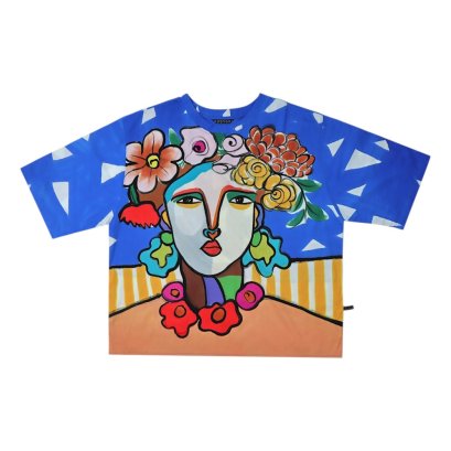 เสื้อตัวหลวม - สีน้ำเงิน : ลายแรงบันดาลใจแห่งดอกไม้