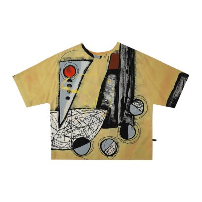 เสื้อตัวหลวม - สีครีม : ลายโครงสร้างพลังไฟฟ้า