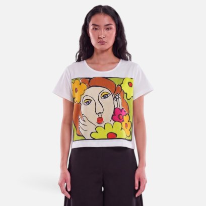 Woman Crop Blouse - White : A Botanist's Kiss