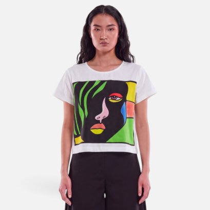Woman Crop Blouse - White : Mask of Emotions