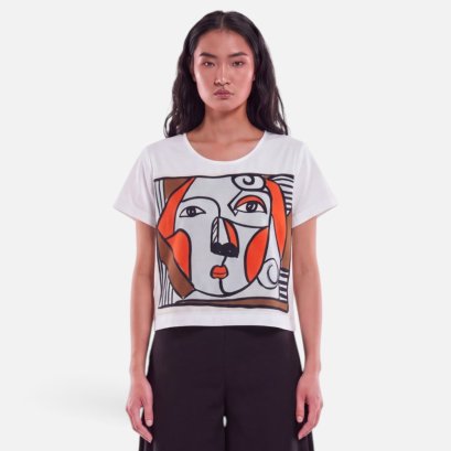 Woman Crop Blouse - White : The Face Structure