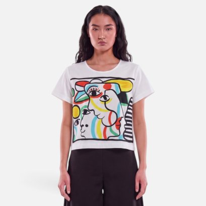 Woman Crop Blouse - White : Multiple Views, One Identity