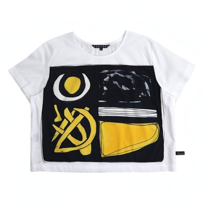 เสื้อครอปผู้หญิง - สีขาว : ลายสมดุลแห่งแสง
