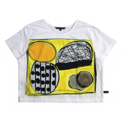 เสื้อครอปผู้หญิง - สีขาว : ลายวงจรแห่งความรุ่งโรจน์