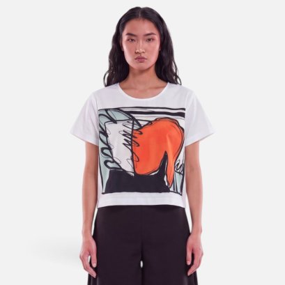 Woman Crop Blouse - White : The Topographic Rhythm