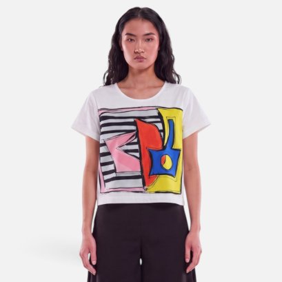 Woman Crop Blouse - White : The Topography of Silence