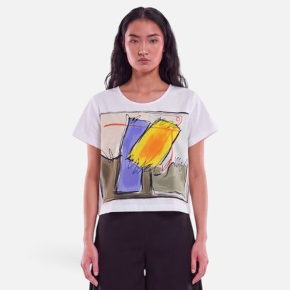 Woman Crop Blouse - White : The Trajectory of Vision