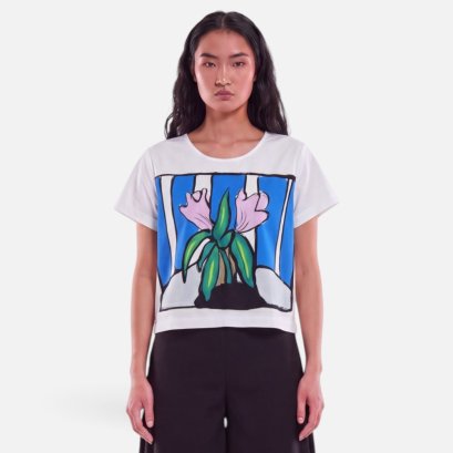 Woman Crop Blouse - White : Lavender Muse on the Veranda