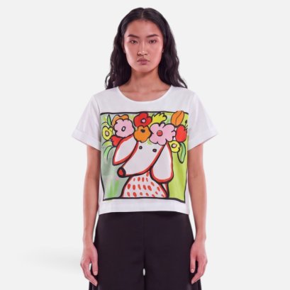 Woman Crop Blouse - White : The Floral Crown Buddy