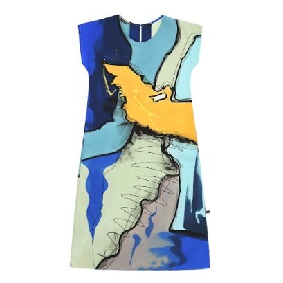 Woman Sleeve Casual Dress - Blue : Iceberg pattern graphics