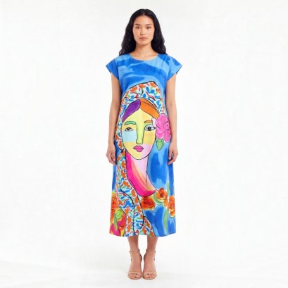 Woman Sleeve Casual Dress - Blue : She is Grace