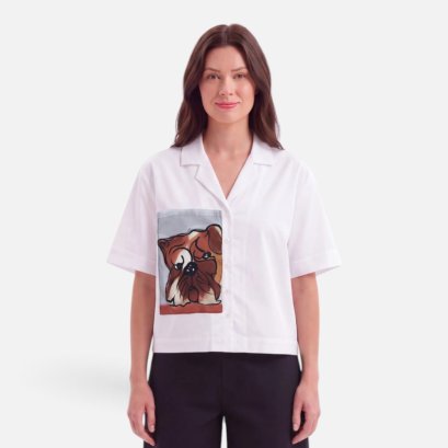 Woman Crop Shirts - White : The Gentle Brown Bulldog