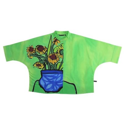 Woman bat wing Shirts - Green : Sunflowers in a Cobalt Vase